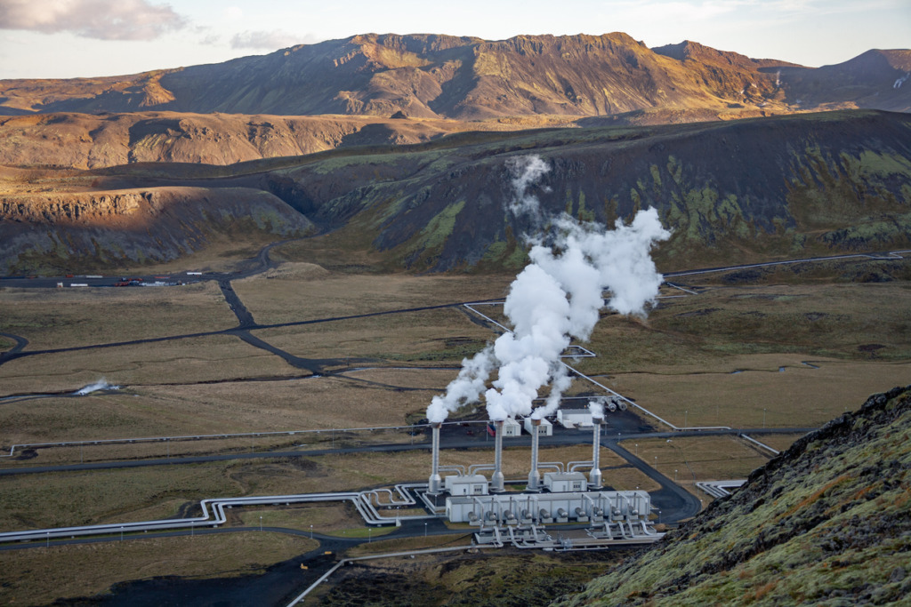 Geothermal Energy being produced in Iceland.